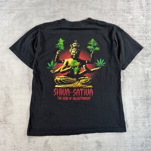 Vintage marijuana Shirt Mens Large Black Vintage Balzout Shiva Sativa Cannabis